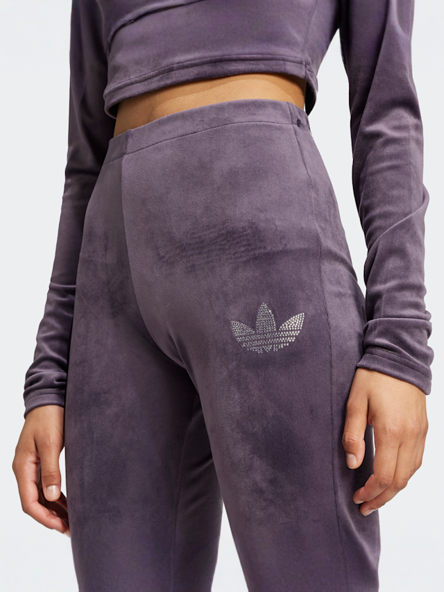 adidas Originals, Velvet Rhinestone Trefoil Hose, roze, Afbeelding 3 van 5