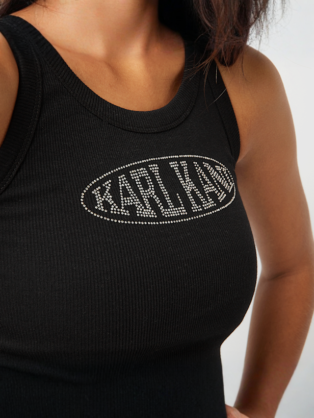 Karl Kani, Woven Signature Rhinestone Rib Tank, zwart, Afbeelding 3 van 4