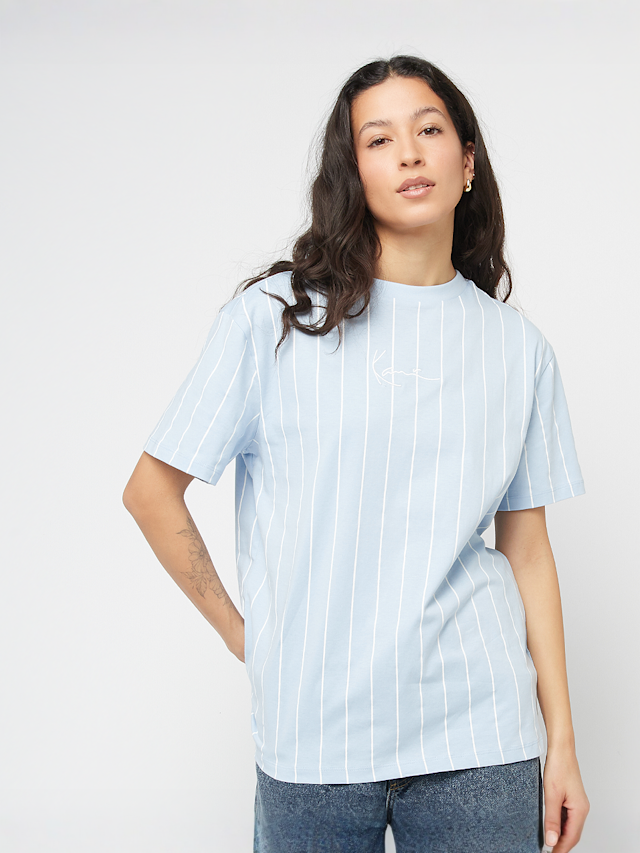 Karl Kani, Small Signature Essential Pinstripe Oversized Tee, blauw, Afbeelding 1 van 4