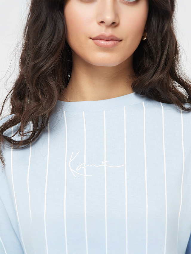 Karl Kani, Small Signature Essential Pinstripe OS Tee, blauw, Afbeelding 3 van 4