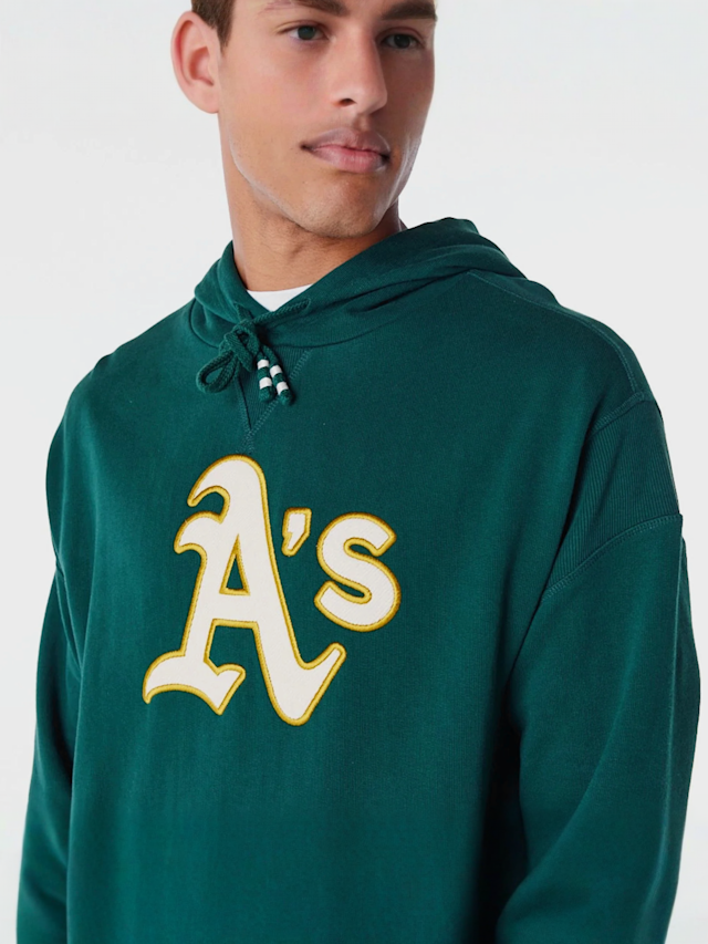New Era, MLB RIB INFILL OS HOODIE oakland athletics dkgltc, groen, Afbeelding 3 van 5