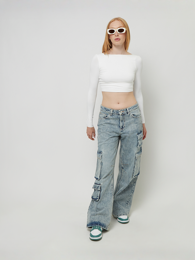 Decibel, Backless Cropped Longsleeve, biały, Obraz 3 z 3