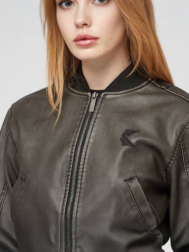 Karl Kani, Signature Pu Bomber Jacket, green, Image 3 of 4