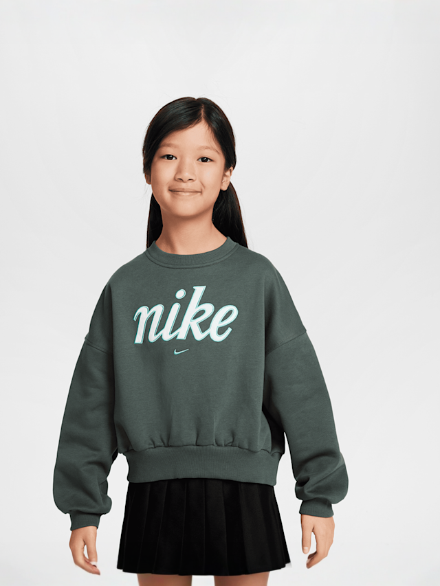 Nike, Sportswear Club Fleece Boxy Crew Graphics Star, green, Image 1 of 5
