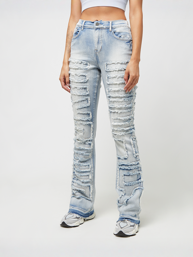 Smoke Rise, Fray Denim Stack Pants, blue, Image 1 of 4