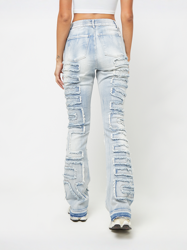 Smoke Rise, Fray Denim Stack Pants, blue, Image 2 of 4