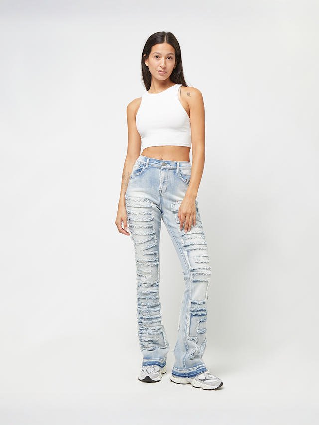 Smoke Rise, Fray Denim Stack Pants, blue, Image 4 of 4