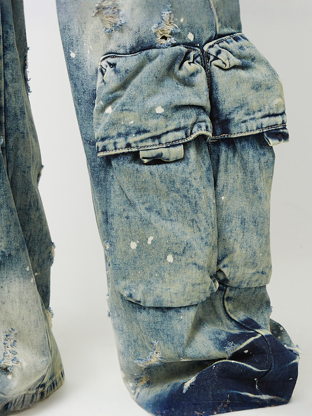 Smoke Rise, Distressed High Rise Wide Leg, blue, Image 3 of 5