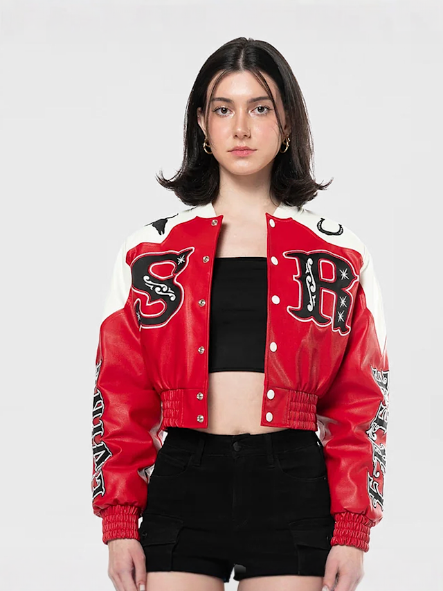 Smoke Rise, Relaxed Rodeo Cropped Jacket, red, Image 1 of 5
