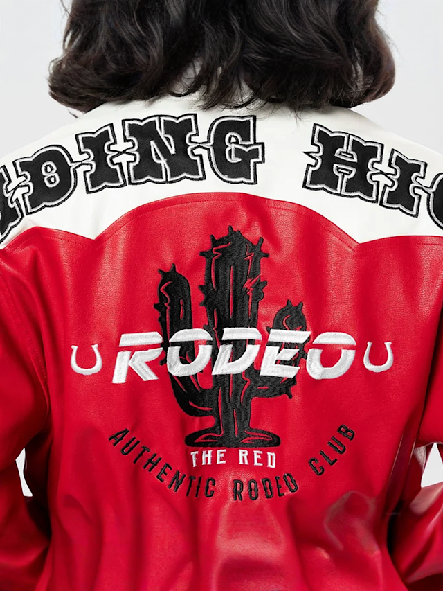Smoke Rise, Relaxed Rodeo Cropped Jacket, red, Image 4 of 5