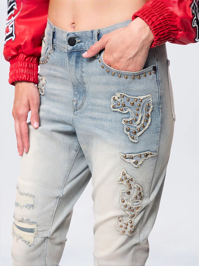 Smoke Rise, High Rise Stacked Western Jeans, blue, Image 4 of 7