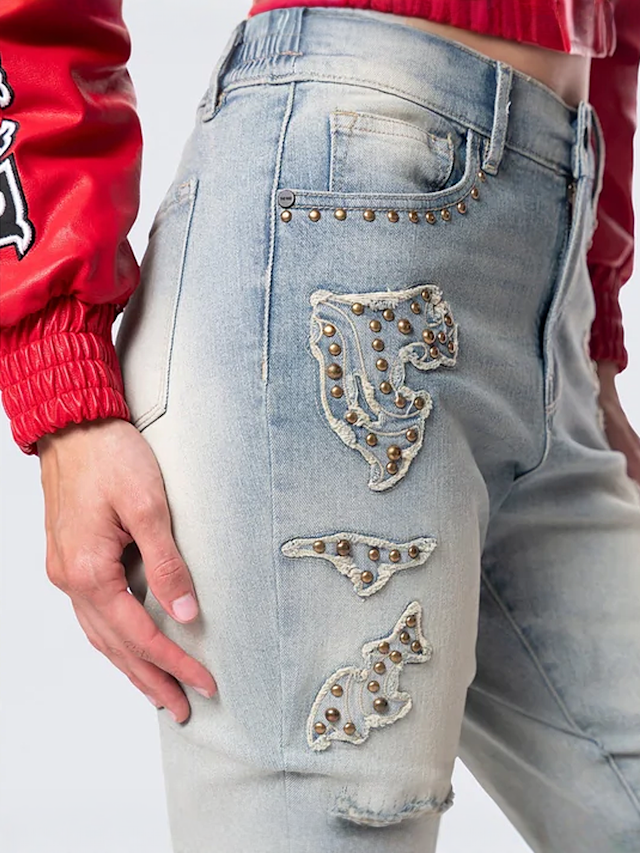 Smoke Rise, High Rise Stacked Western Jeans, blue, Image 5 of 7