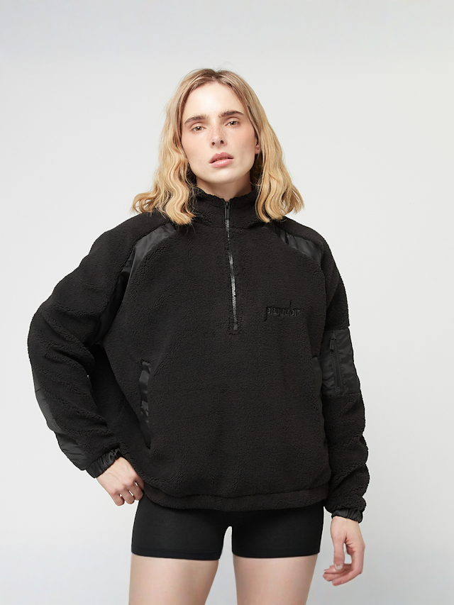 Pegador, Bonny Teddy Fabric Mix Halfzip, zwart, Afbeelding 1 van 5