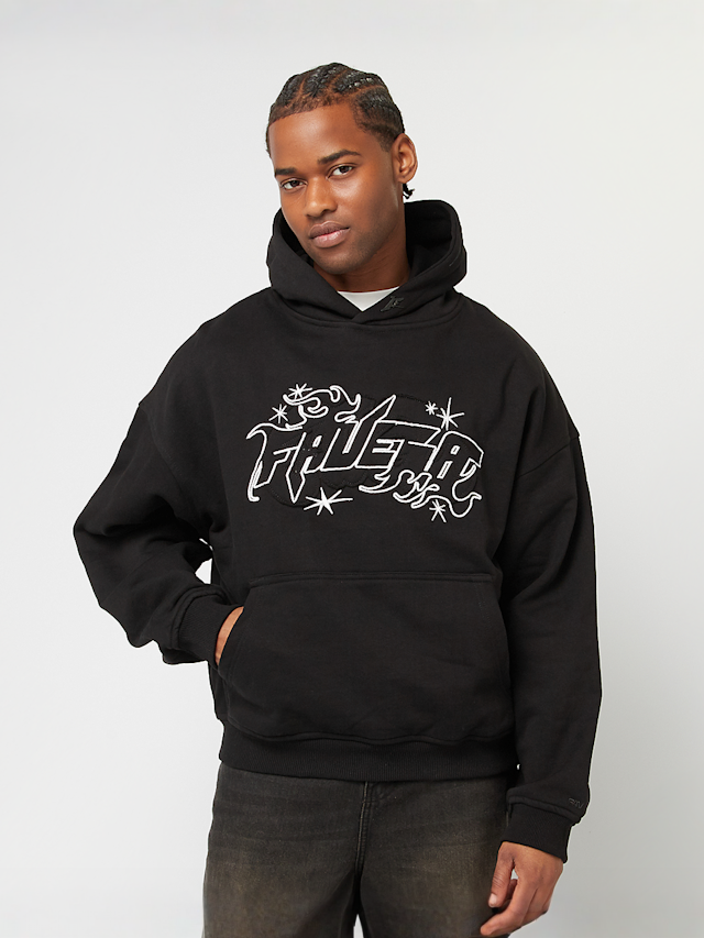 FAVELA, Fabric Patch Embroidery Black Hoodie, black, Image 1 of 5