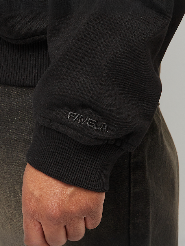 FAVELA, Fabric Patch Embroidery Black Hoodie, black, Image 4 of 5
