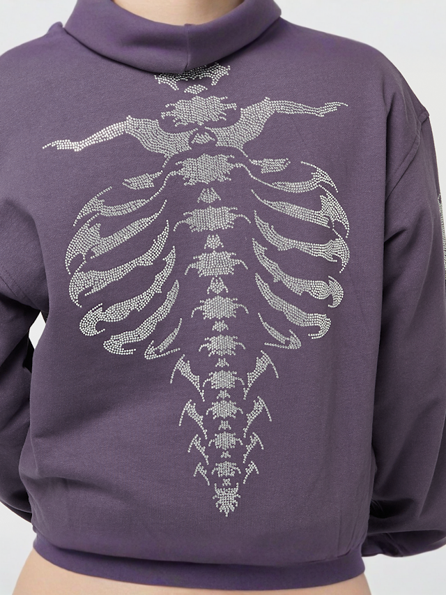 FAVELA, Ribcage  Rhinestone Plum Frontzip, purple, Image 7 of 8
