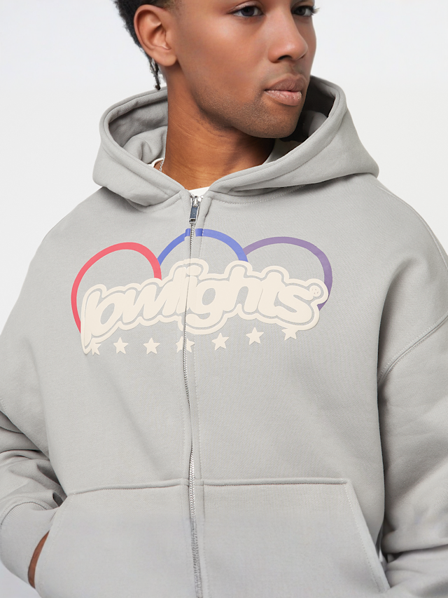 Low Lights Studios, Three Ring Logo Zip Hoodie Concrete, grey, Image 3 of 4