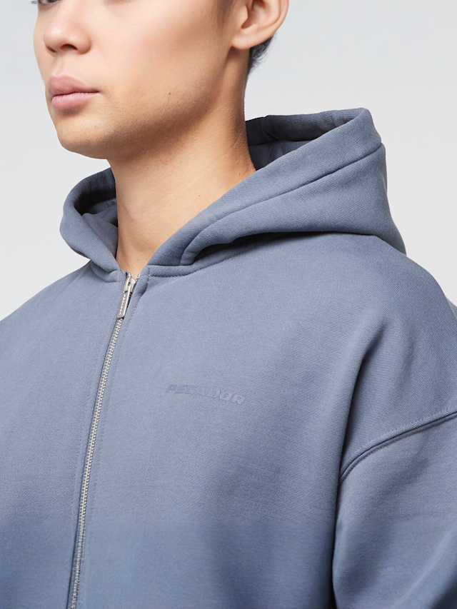 Pegador, Colne Logo Oversized Sweat Jacket, blue, Image 3 of 5