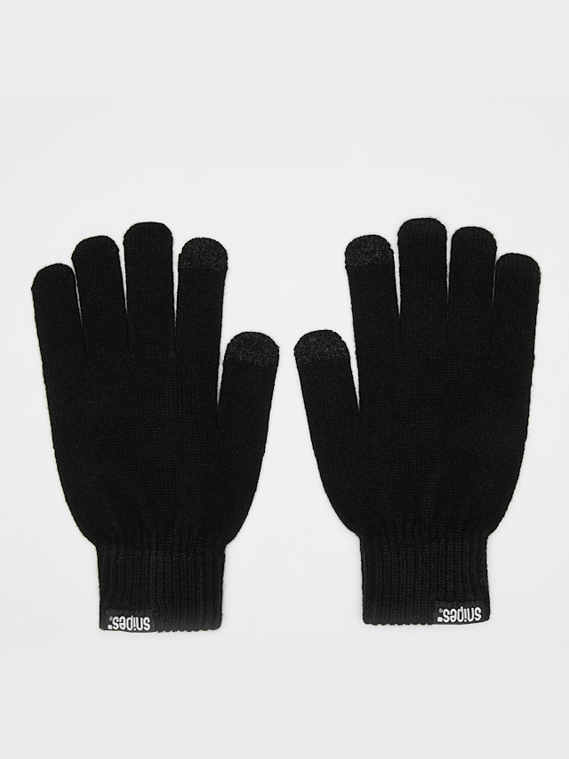SNIPES, Woven Basic Logo Knitted Gloves black, black, Image 1 of 3