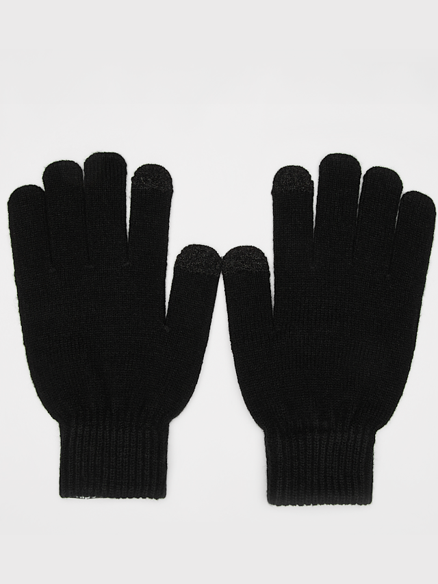 SNIPES, Woven Basic Logo Knitted Gloves black, black, Image 2 of 3