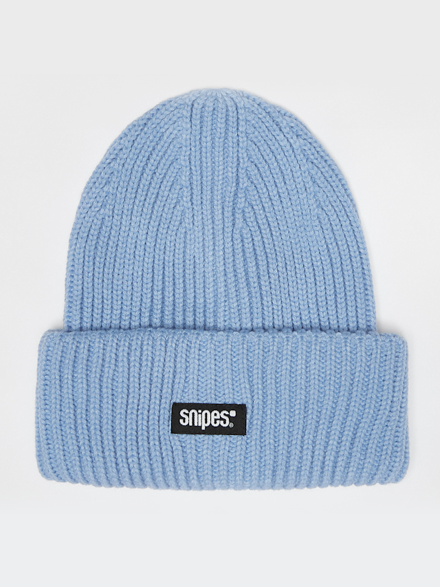 SNIPES, Woven Logo Knit Beanie, blue, Image 1 of 3
