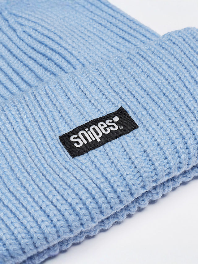 SNIPES, Woven Logo Knit Beanie, blue, Image 3 of 3