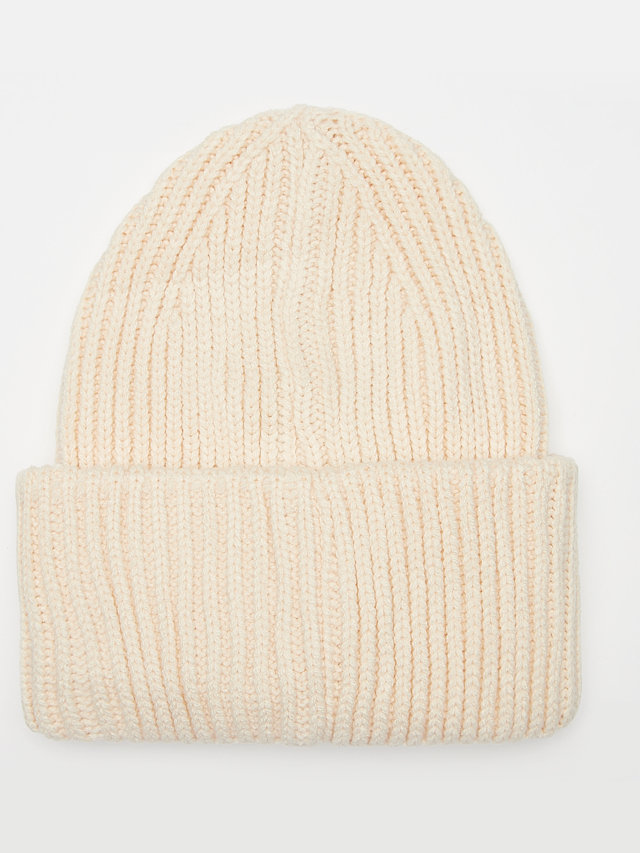 SNIPES, Woven Logo Knit Beanie, beige, Image 2 of 3