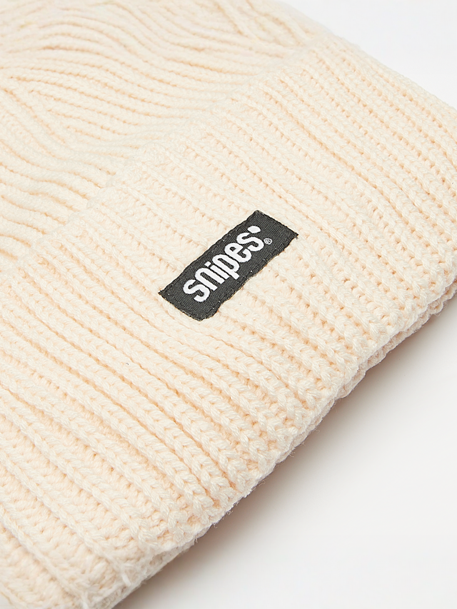 SNIPES, Woven Logo Knit Beanie, beige, Image 3 of 3