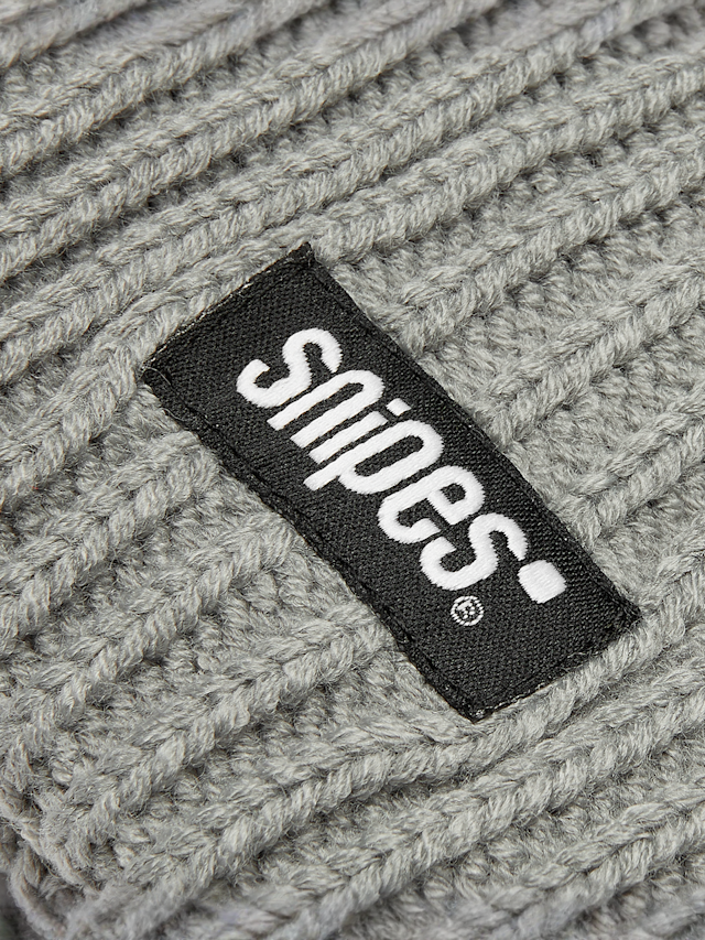 SNIPES, Woven Logo Knit Beanie, grey, Image 3 of 4