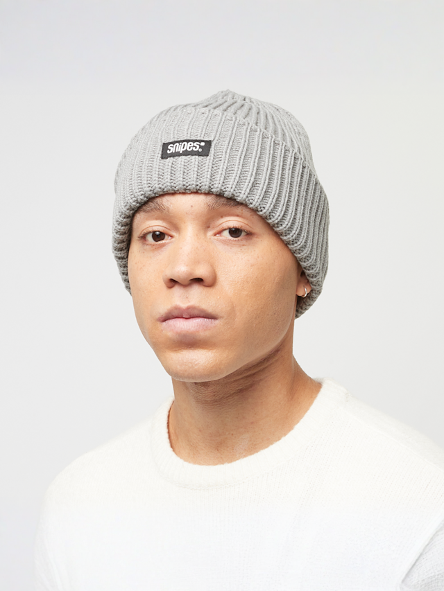 SNIPES, Woven Logo Knit Beanie, grey, Image 4 of 4