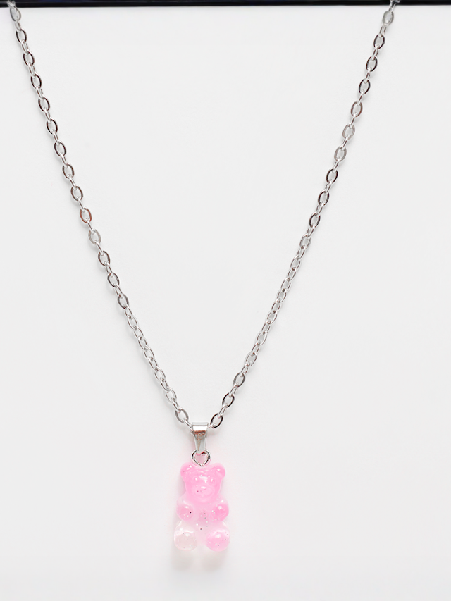 fainz, Bear Chain Strawberry Milkshake, silver, Image 1 of 4