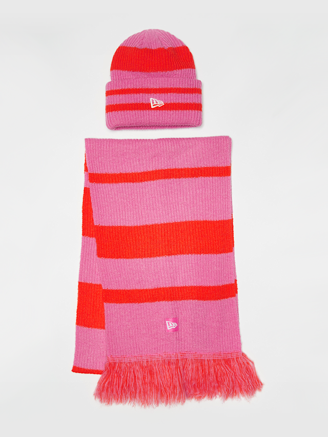 New Era, Stripe Scarf Beanie Set (2 Piece), multi-colour, Image 1 of 3