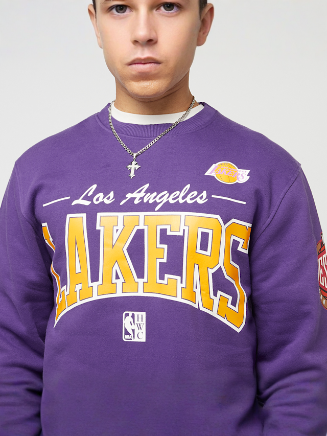 Mitchell & Ness, NBA Los Angeles Lakers There & Back Fleece Crew, purple, Image 3 of 6