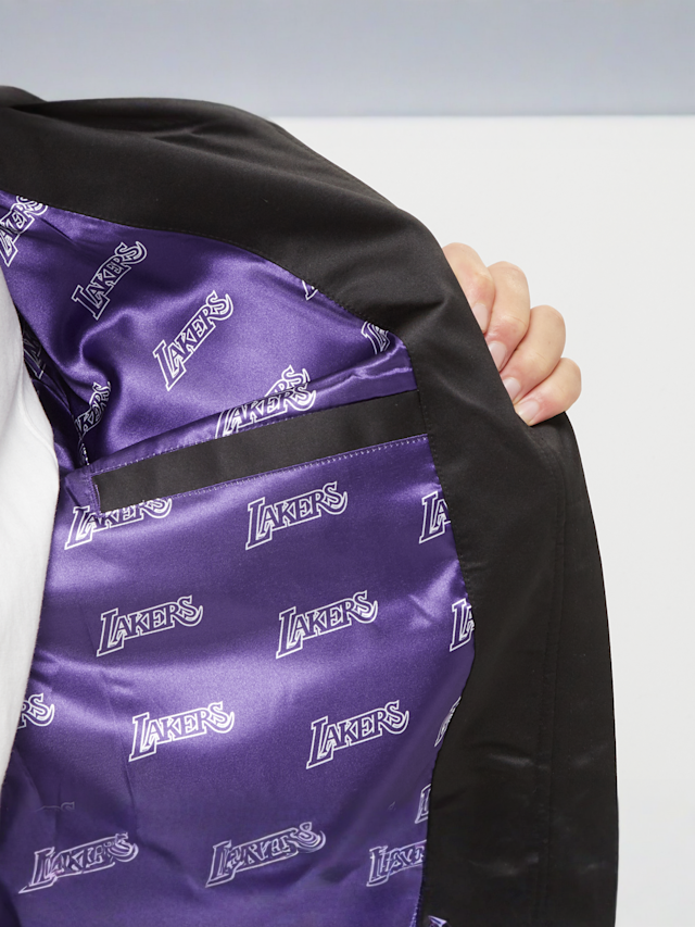 Mitchell & Ness, NBA Los Angeles Lakers Team Leader Satin Bomber, black, Image 6 of 7