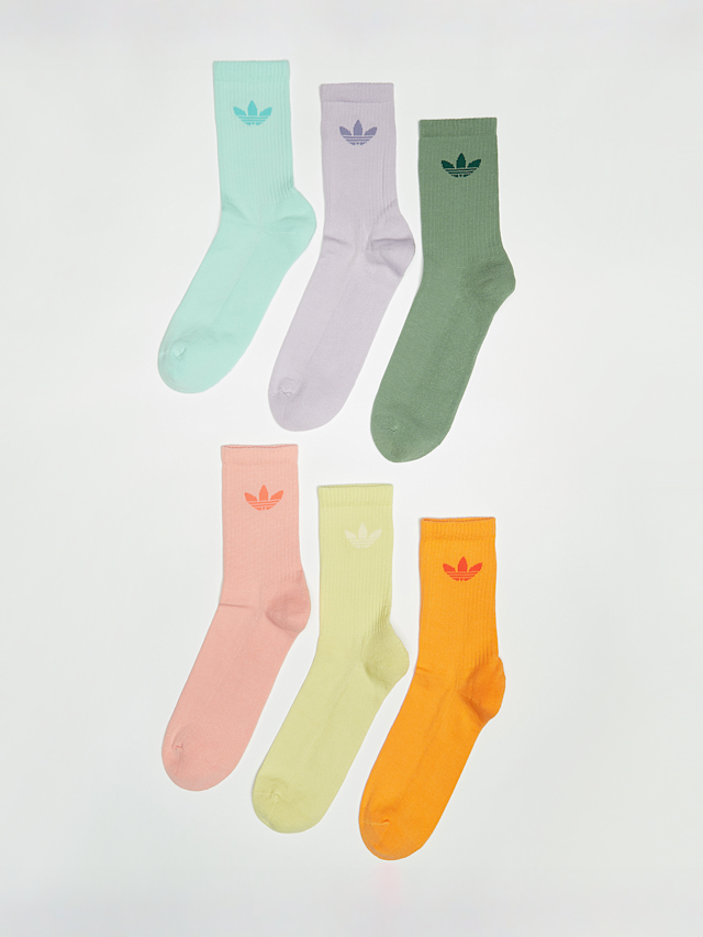 adidas Originals, 6 PACK - Trefoil Cushion Crew Socks, multi-colour, Image 1 of 2