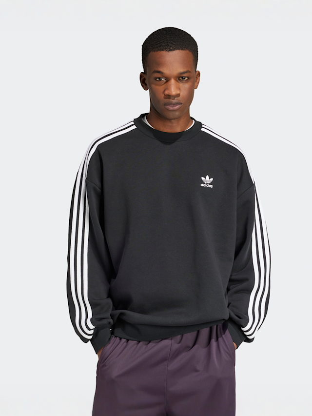 adidas Originals, Oversized 3-Streifen Crew Sweatshirt, black, Image 1 of 5