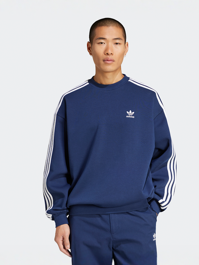 adidas Originals, Oversized 3-strepen crew sweatshirt, blauw, Afbeelding 1 van 5