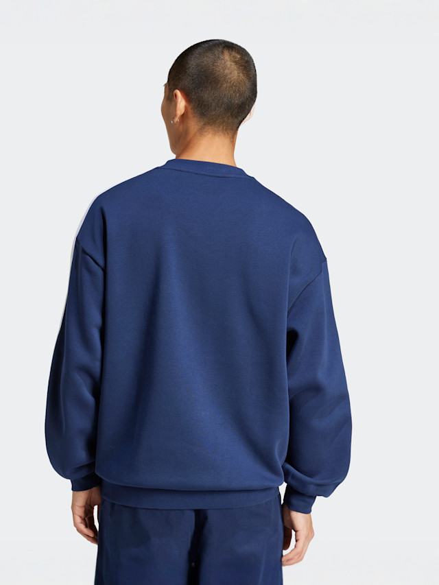 adidas Originals, Oversized 3-strepen crew sweatshirt, blauw, Afbeelding 2 van 5