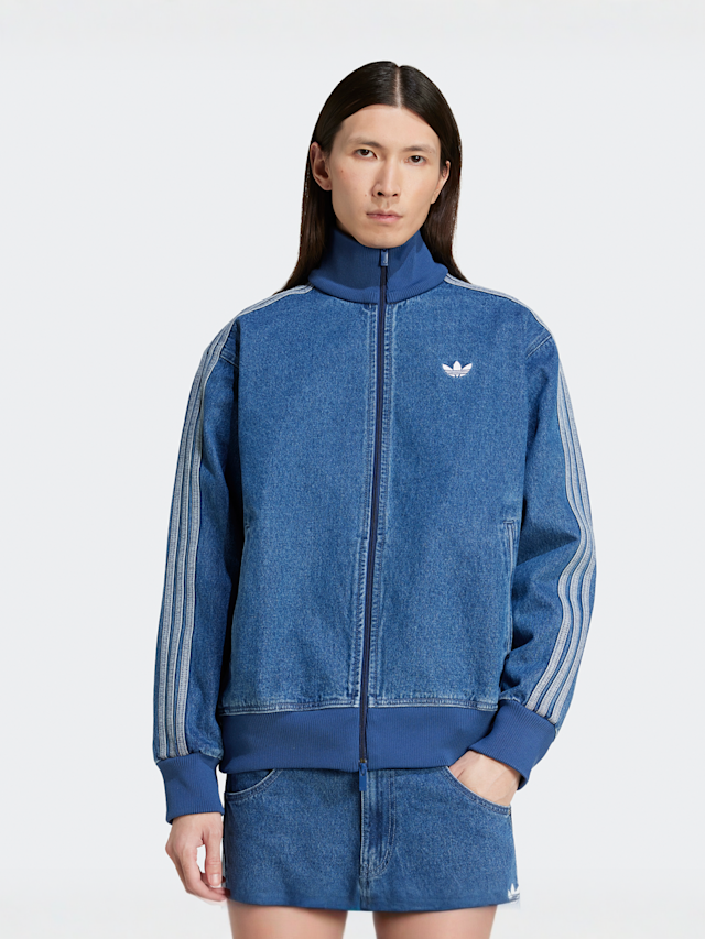 adidas Originals, Denim Firebird Track Jacket, blue, Image 1 of 5
