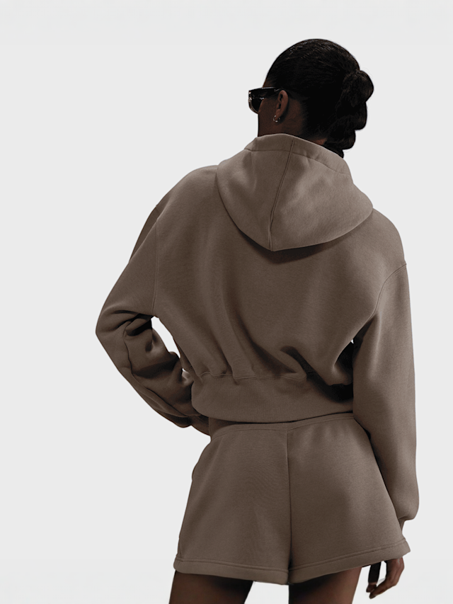 Nike, Sportswear Phoenix Fleece Loose Crop Full-Zip Hoodie, brown, Image 2 of 3