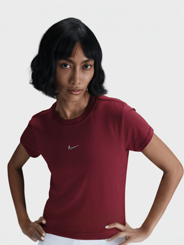 Nike, Sportswear Chill Knit Slim Cropped T-Shirt, red, Image 1 of 4