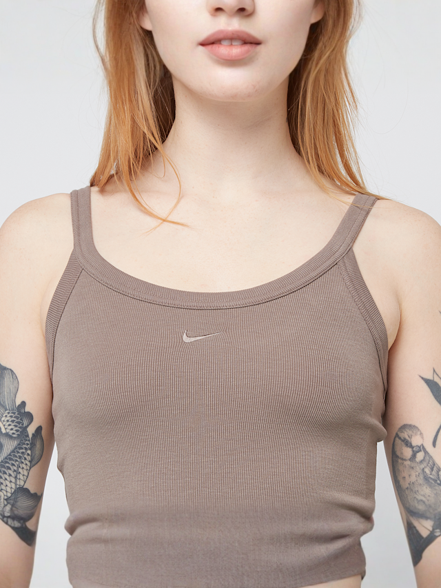 Nike, Sportswear Chill Knit Mini-Rib Tank Dress, bruin, Afbeelding 3 van 4