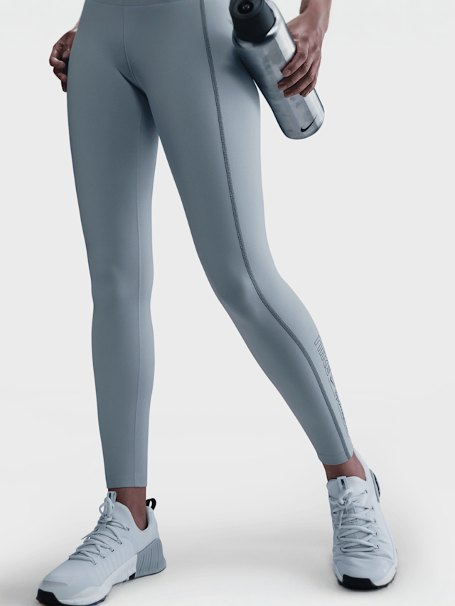 Nike, One Fitted High-Rise Leggings, blue, Image 3 of 6