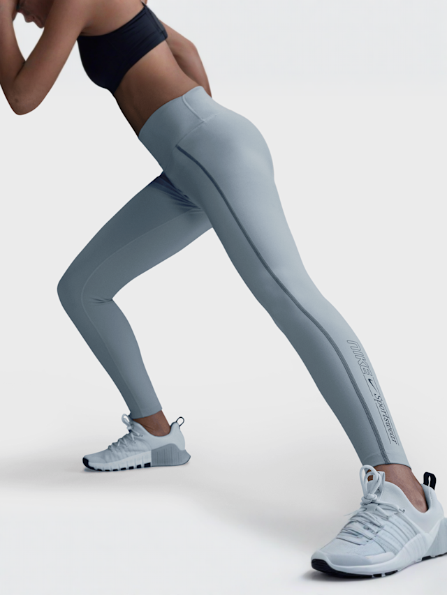 Nike, One Fitted High-Rise Leggings, blue, Image 5 of 6