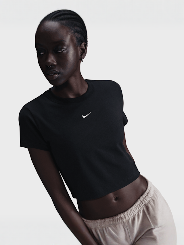 Nike, Sportswear Chill Knit Crop Top, black, Image 1 of 3