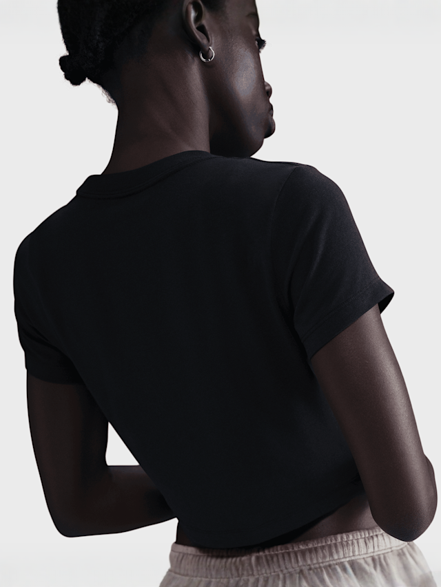 Nike, Sportswear Chill Knit Crop Top, black, Image 2 of 3