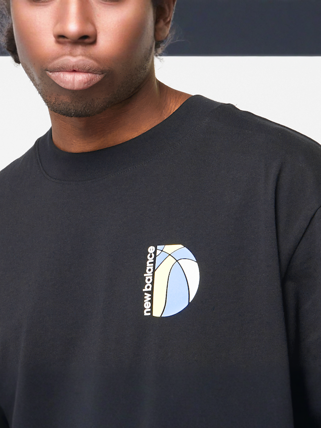 New Balance, Hoops Mosaic Court Graphic T-Shirt, black, Image 3 of 5