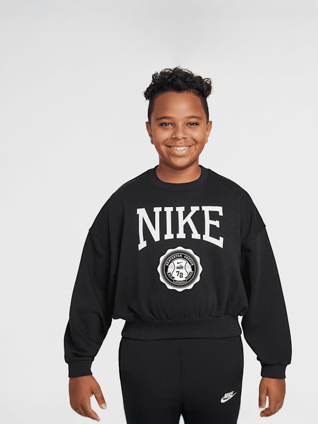 Nike, Sportswear Club French Terry Boxy Crew Graphics Star, black, Image 1 of 4