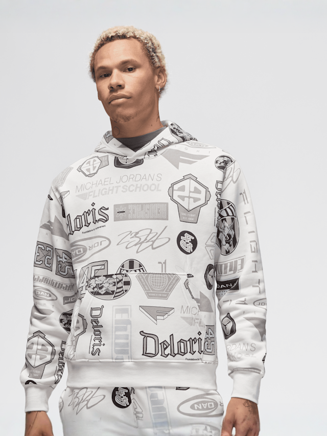 Jordan, Essential Allover Print Hoodie, white, Image 1 of 5