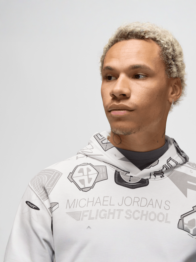 Jordan, Essential Allover Print Hoodie, white, Image 3 of 5